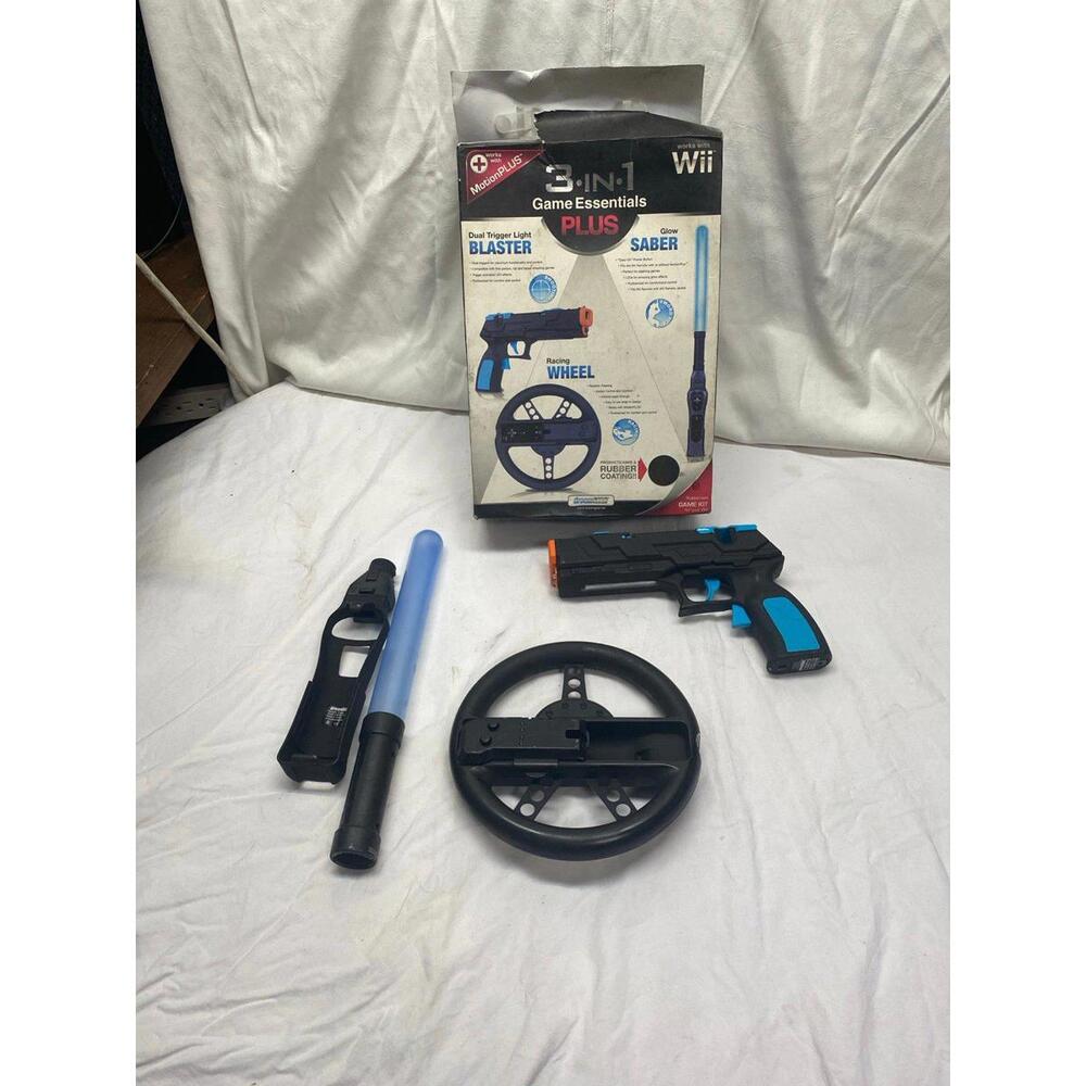 Wii game essential blaster saber glow dual trigger light bla